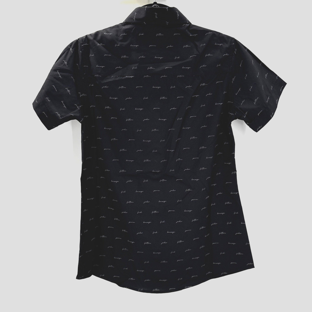 Dixxon Flannel Women’s Party Shirt Small F Word Black Short Sleeve Button Up New - Picture 4 of 10
